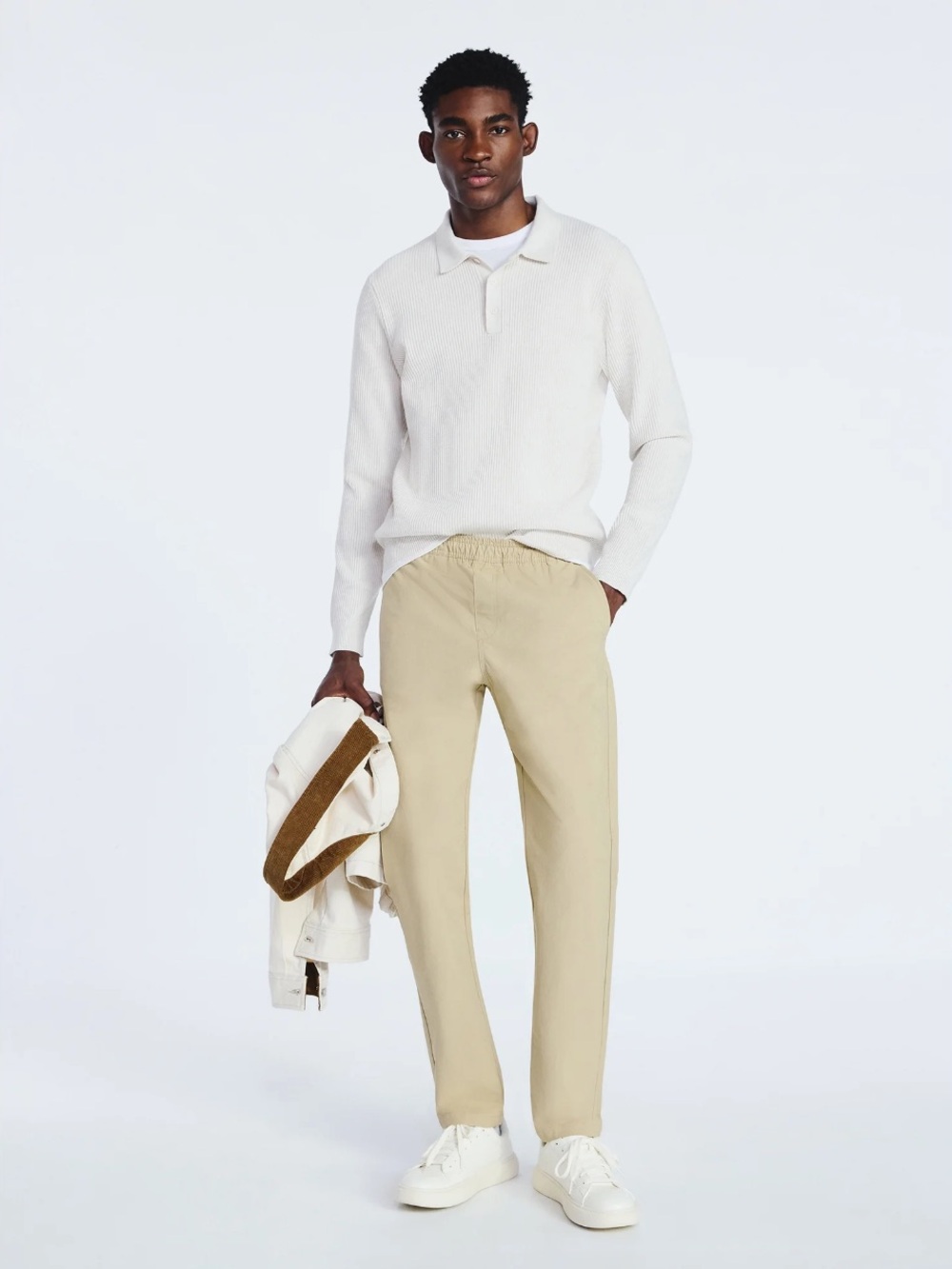 Free Assembly Men's Pull On Commuter Pants Tan Straight Fit Tapered Leg S NEW
